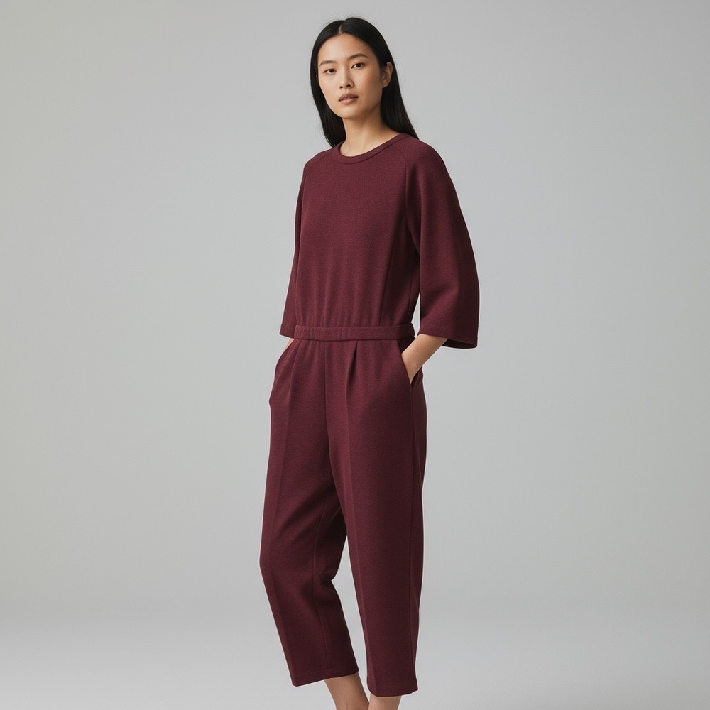 🌻MADEWELL Maroon One-Piece Long Sleeve " Sloan" Jumpsuit Size 8
